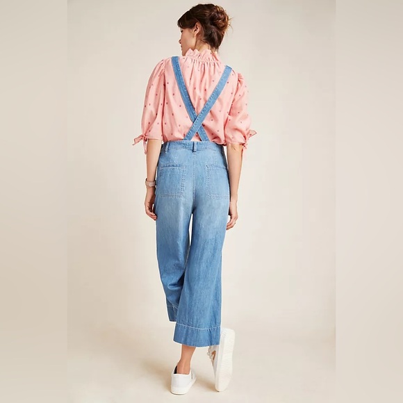 Anthropologie Pilcro Size 26W (3X) Wide-Leg 100% Cotton Denim Jumpsuit Overalls - Picture 10 of 16